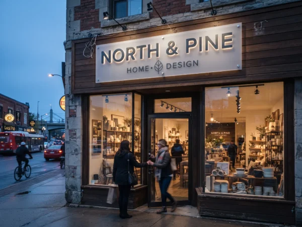 Custom acrylic storefront sign installed for a retail business in Ottawa