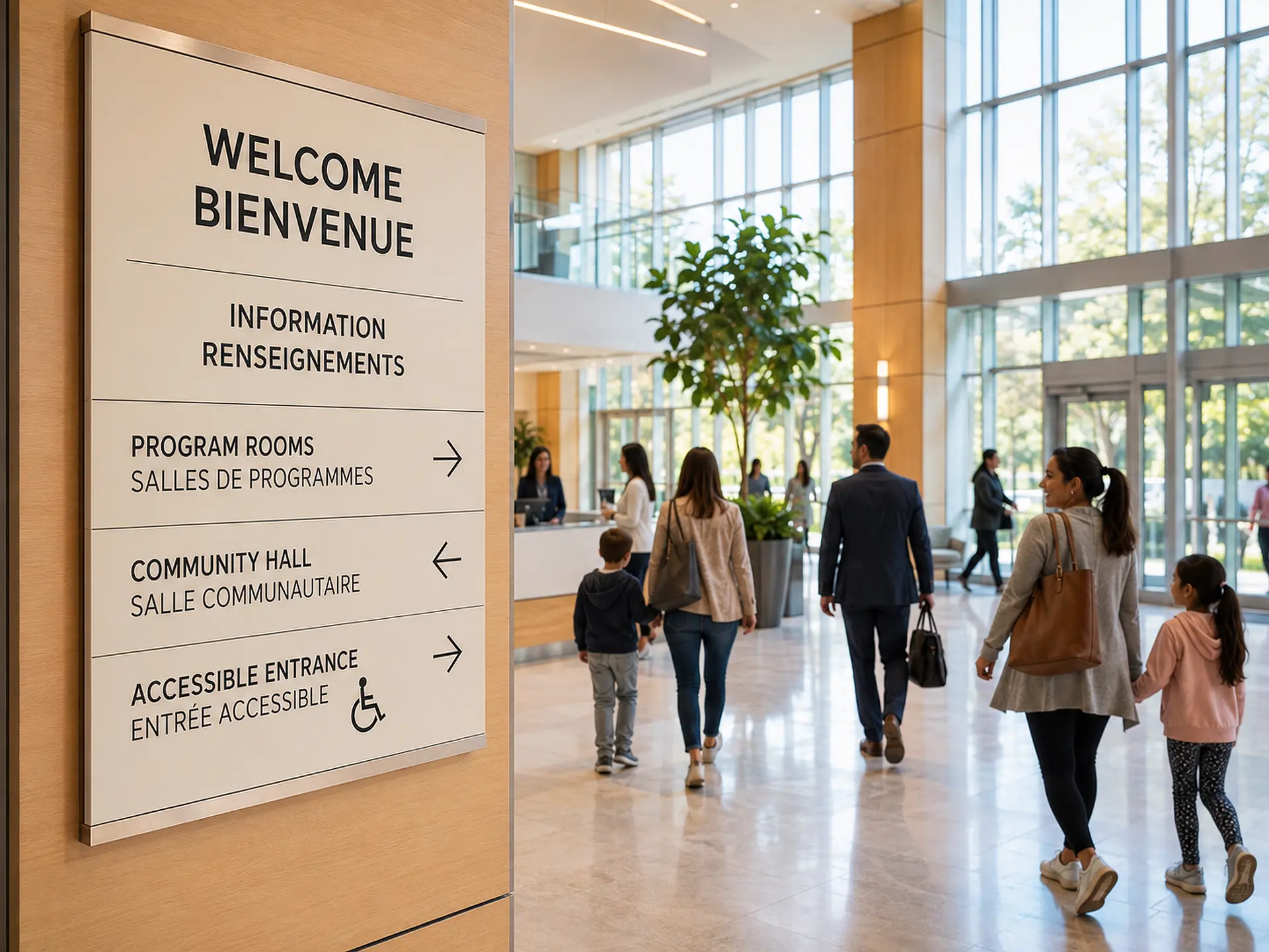 Custom bilingual English and French signage for a public facility in Ottawa