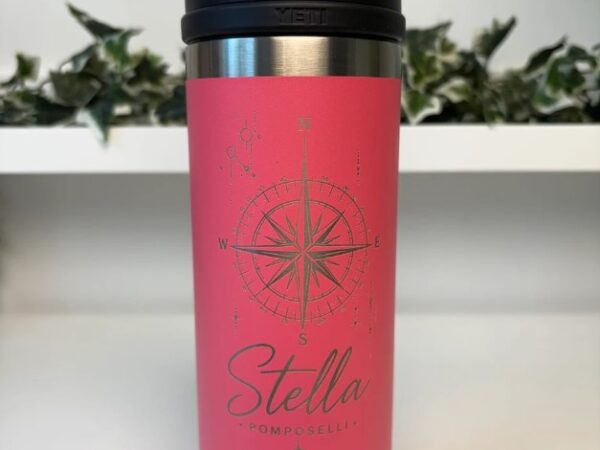 Custom laser engraved YETI bottle with personalized design in Ottawa