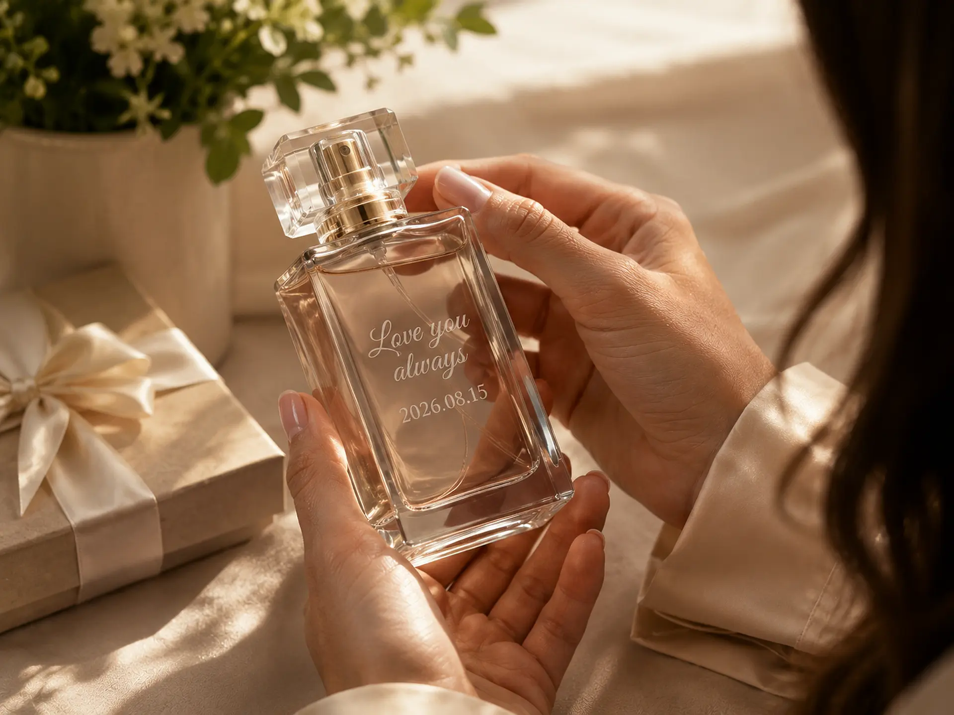 Personalized engraving on a customer-supplied glass perfume bottle in Ottawa