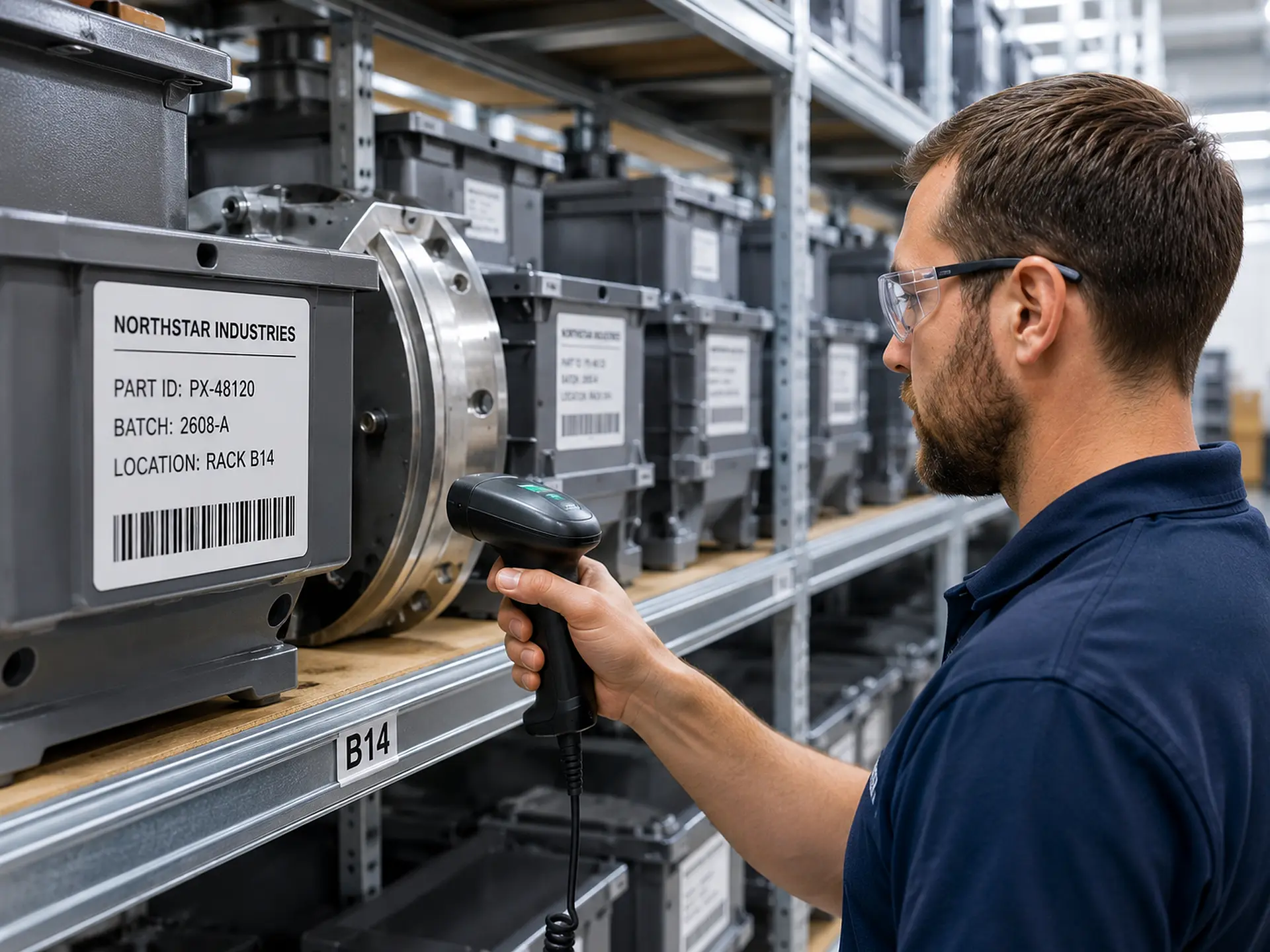 Barcode identification label used for industrial inventory and asset tracking in Ottawa