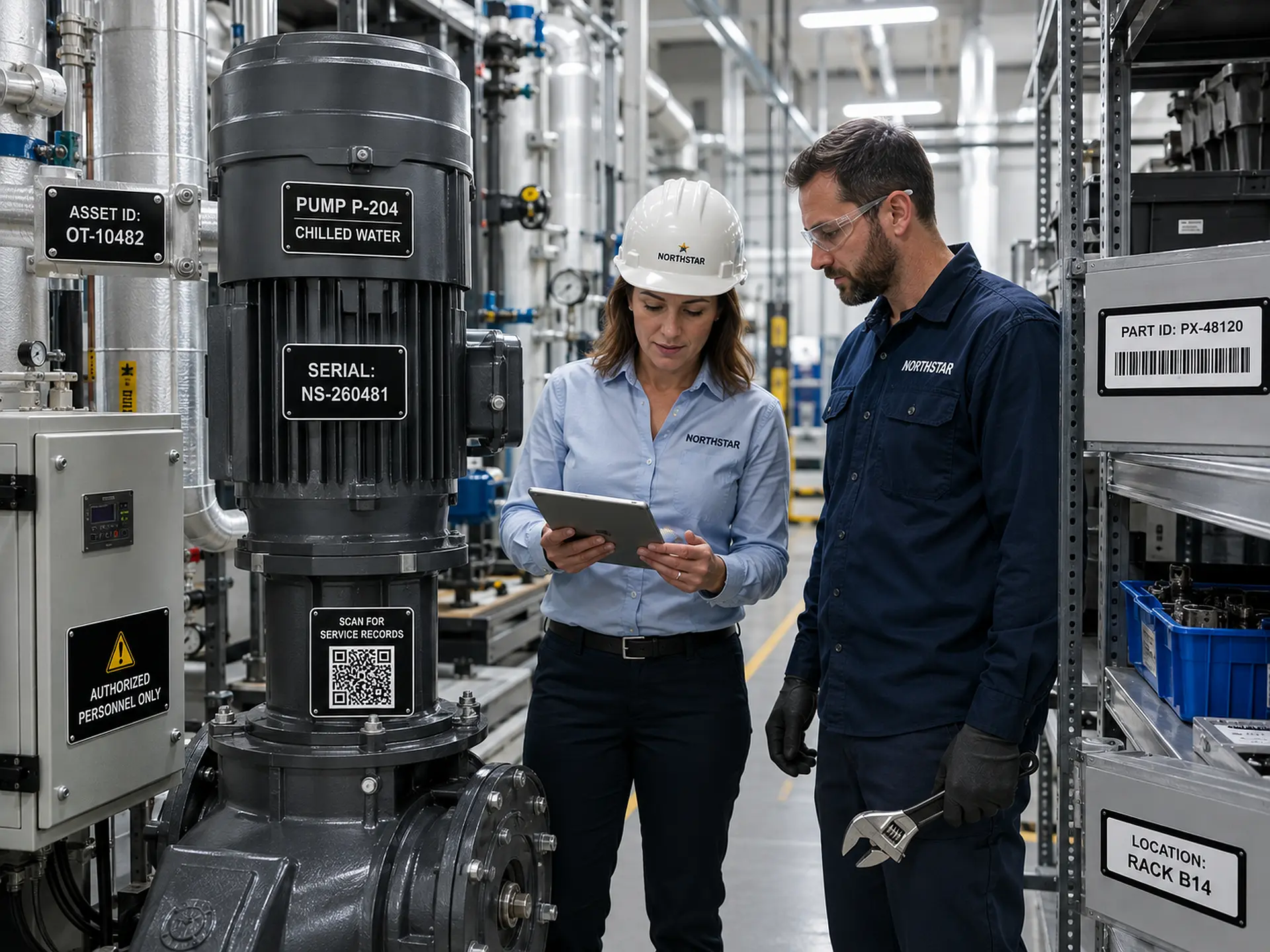 Complete industrial equipment identification and traceability system with asset tags, serial numbers and QR codes in Ottawa
