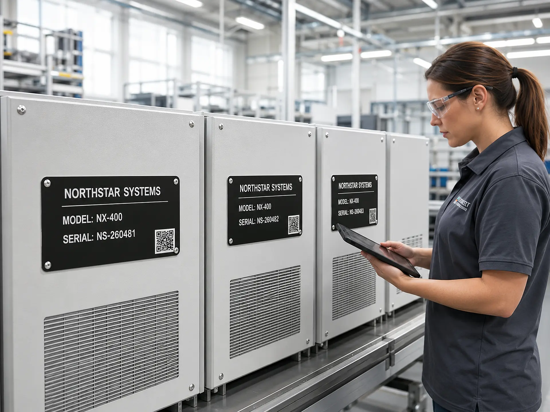 Sequential serial number labels for industrial equipment identification in Ottawa